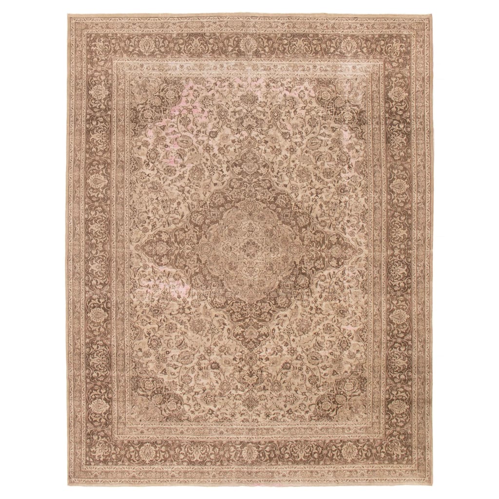 ECARPETGALLERY Hand-knotted Antalya Vintage Khaki Wool Rug - 9'6 x 12'2