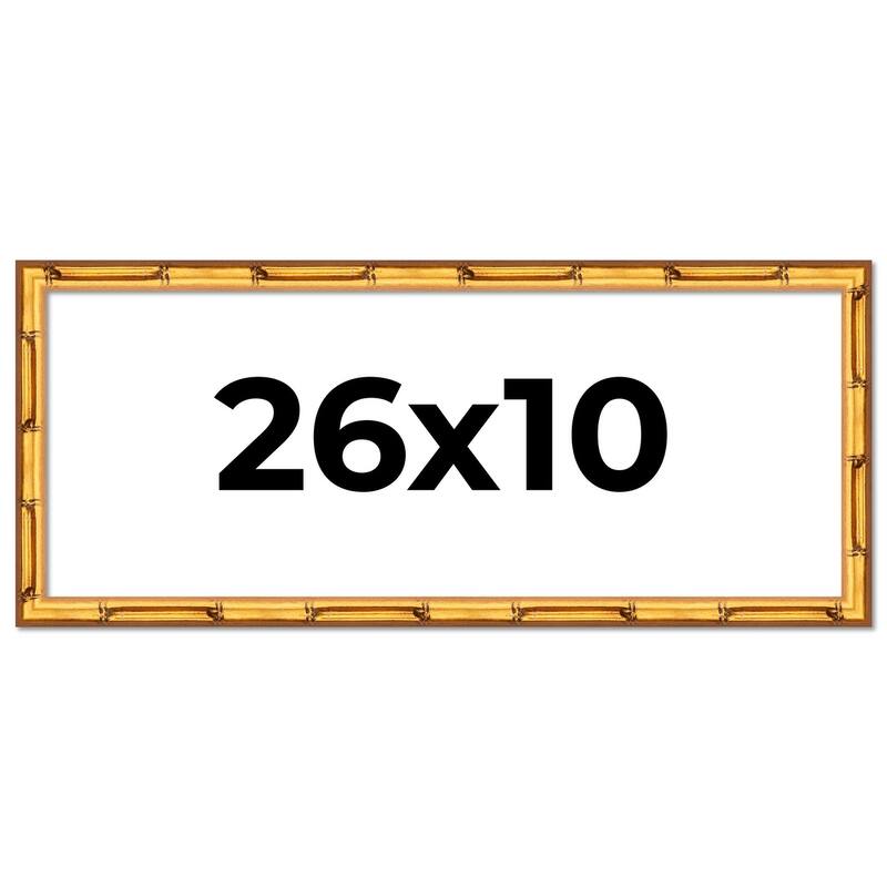 26x10 Frame Gold Bamboo Picture Frame Modern Photo Frame Includes UV Acrylic Shatter Guard Front Acid Free Foam Backing Board