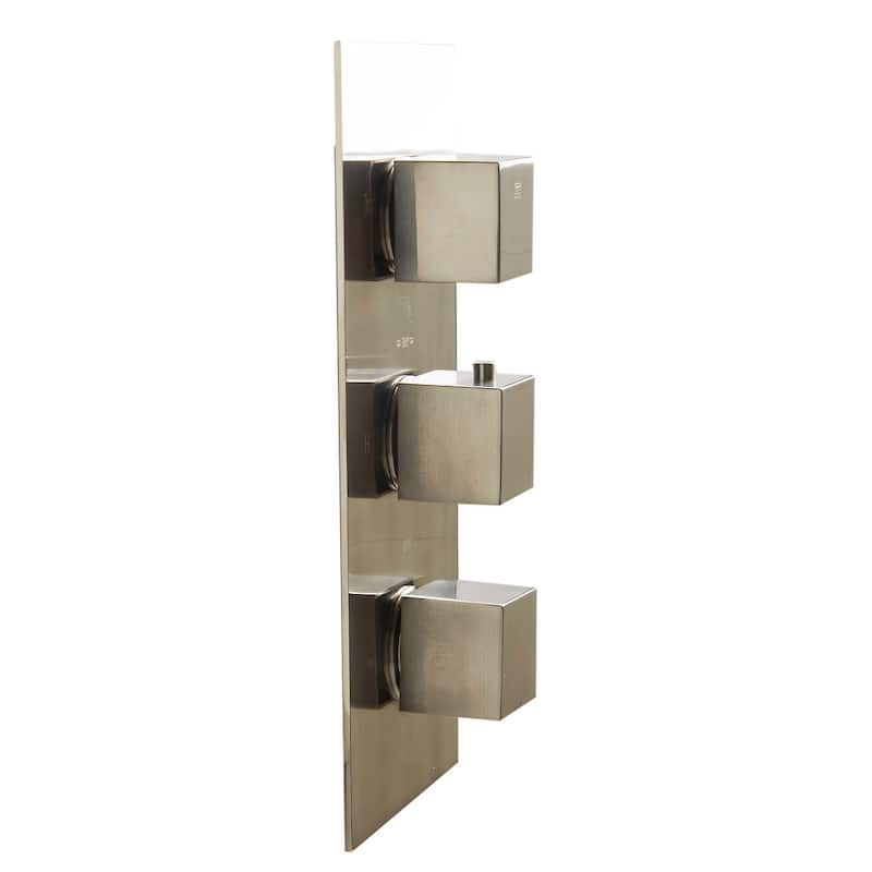 ALFI brand AB2901-BN Brushed Nickel Concealed 4-Way Thermostatic Valve Shower Mixer /w Square Knobs - Silver