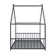 preview thumbnail 6 of 7, Black Twin Size Metal House Bed with Fence & Back