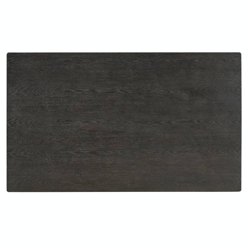 7-Piece Farmhouse Dining Table Set for 6 - 59.8" Rectangular Table with Distressed Oak Veneer & 6 Rattan Chairs