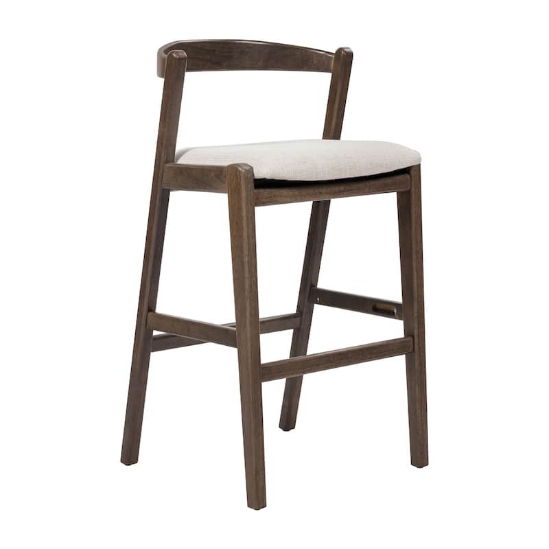 Christopher Knight Home - Ravenswood Rubber Wood Bar Stool with Fabric Upholstered Cushion（Set of 2）