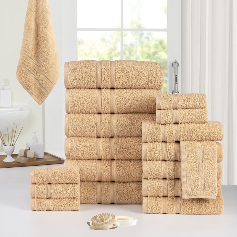 Bibb Home 18 Piece Zero Twist Egyptian Cotton Towel Set - N/A