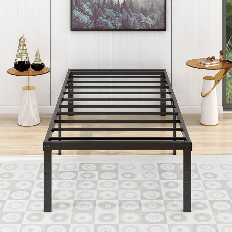 alazyhome 18 inch Heavy Duty Metal Platform Bed Frame with Storage