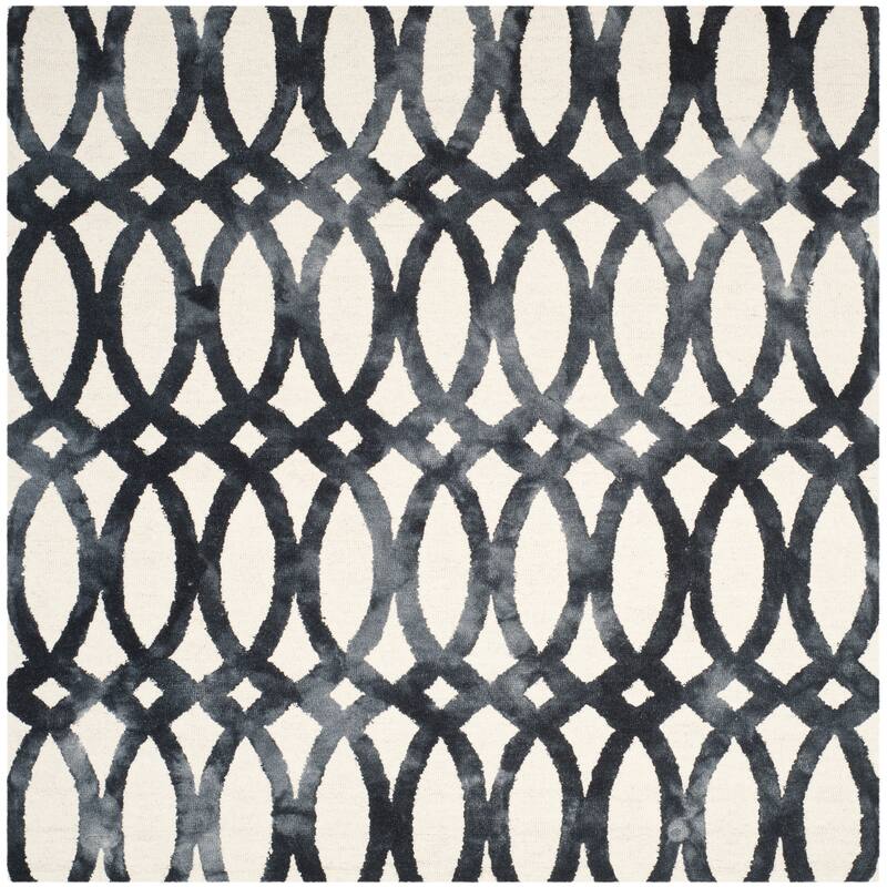 SAFAVIEH Handmade Eligija Wool Geometric Dip Dye Area Rug - 7' Square - Ivory/Graphite