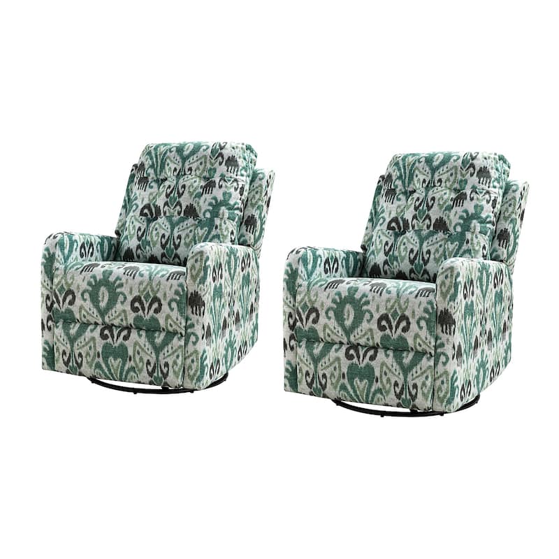 Arlette Floral Manual Swivel Recliner with Tufted Back and Angle Adjustment Button Set of 2