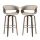 preview thumbnail 14 of 21, Glitzhome Set of 2 Modern 40"H Bar Height Wooden Swivel Bar Stools Grey/ PU