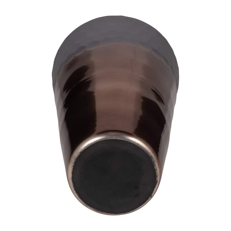 Sagebrook Home Glass Metallic Cylinder Hammered 2Tone Handcut Vase