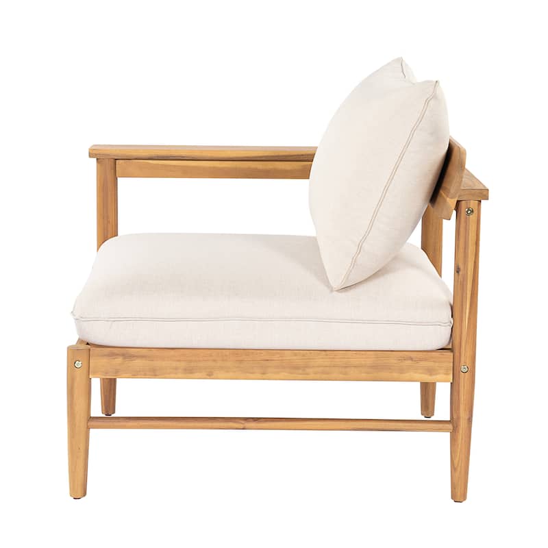 Christopher Knight Home - Terassi 5-Piece Acacia Wood Outdoor L-Shaped Sectional Sofa Set with Ottoman, Light Teak Finish