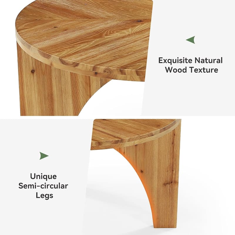 Solid End Table for Living Room, 23.6" Wood Side Table with Trapezoid Base - 31.49" L x 31.49" W x 19.68" H