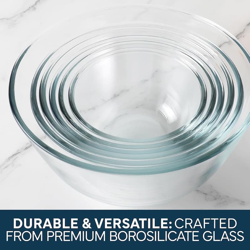 COOK WITH COLOR 12 Pc Glass Nesting Mixing Bowl Set with Lids for Cooking and Prep