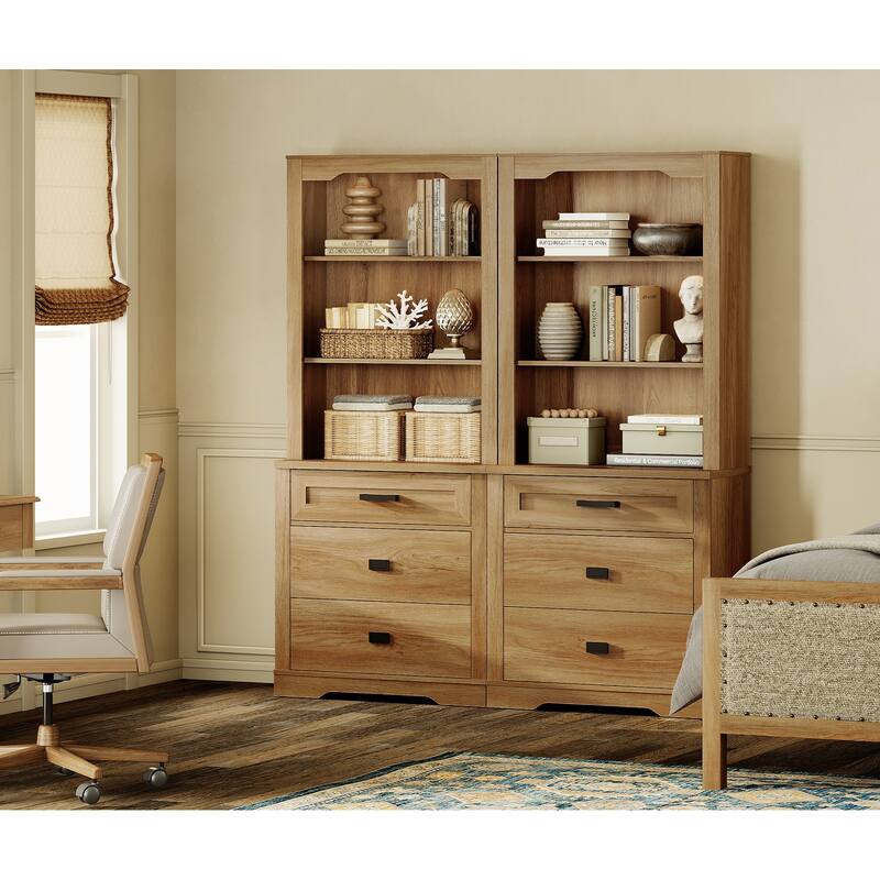 3 Tier Bookcase with Drawer,73.3" Tall Floor Standing Bookshelf