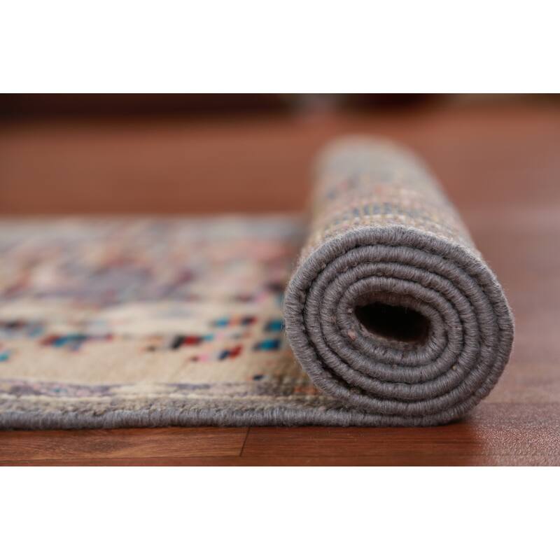 Hand Knotted Oriental 100% Wool Carpet Transitional Floral Multi-Colored Oushak Runner Rug - 19' 4'' X 2' 5''