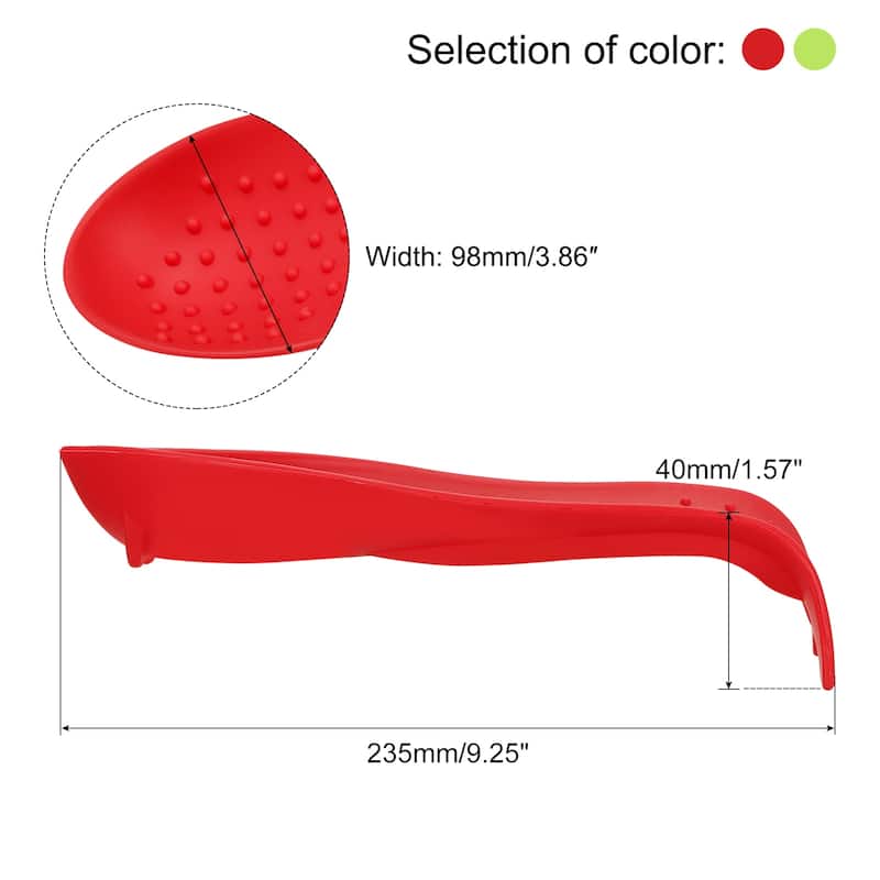 3.86" Silicone Spoon Rest Kitchen Utensil Holder, 1 Set - Red, Green
