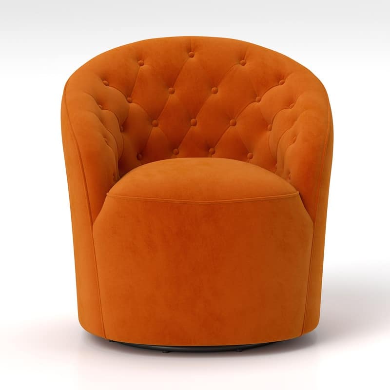 SEYNAR Modern Velvet Upholstered 360 Degree Swivel Barrel Chair with Button Tufted Back Set of 2