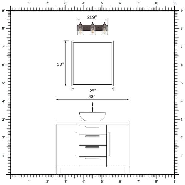 dimension image slide 17 of 26, Bathroom Vanity Light Fixtures - Farmhouse Wall Light for Bathroom