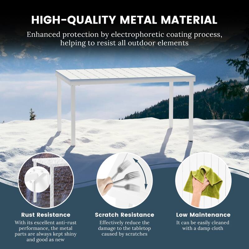 Frond and Form 59 Inch By 35.4 Inch Outdoor Steel Rectangular Dining Table