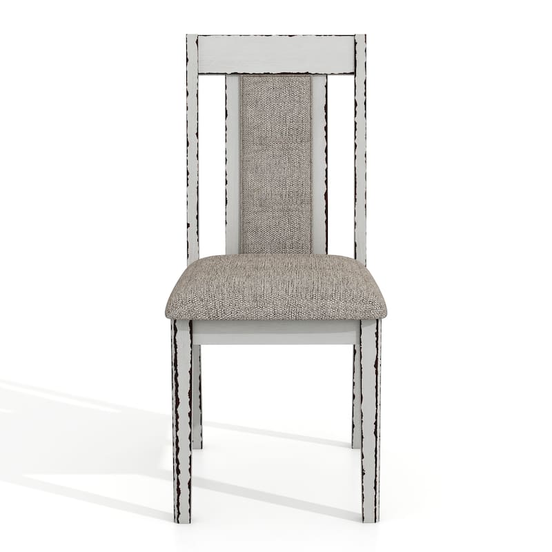 Abeje Rustic White Grey Fabric Side Chairs by Furniture of America (Set of 2)