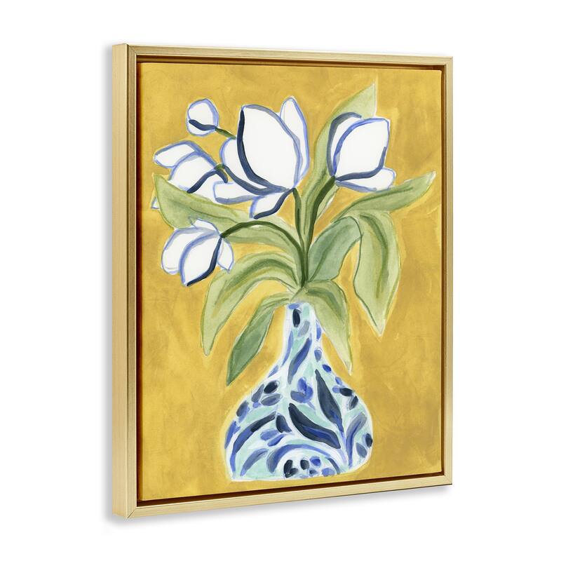 Stupell Bright Tulips in Vase Framed Floater Canvas Wall Art Design By June Erica Vess