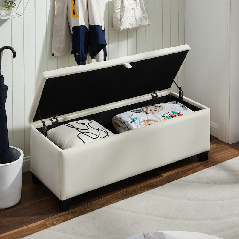 Large Velvet Ottoman Bench - Soft Upholstery, Easy Assembly, Modern Design