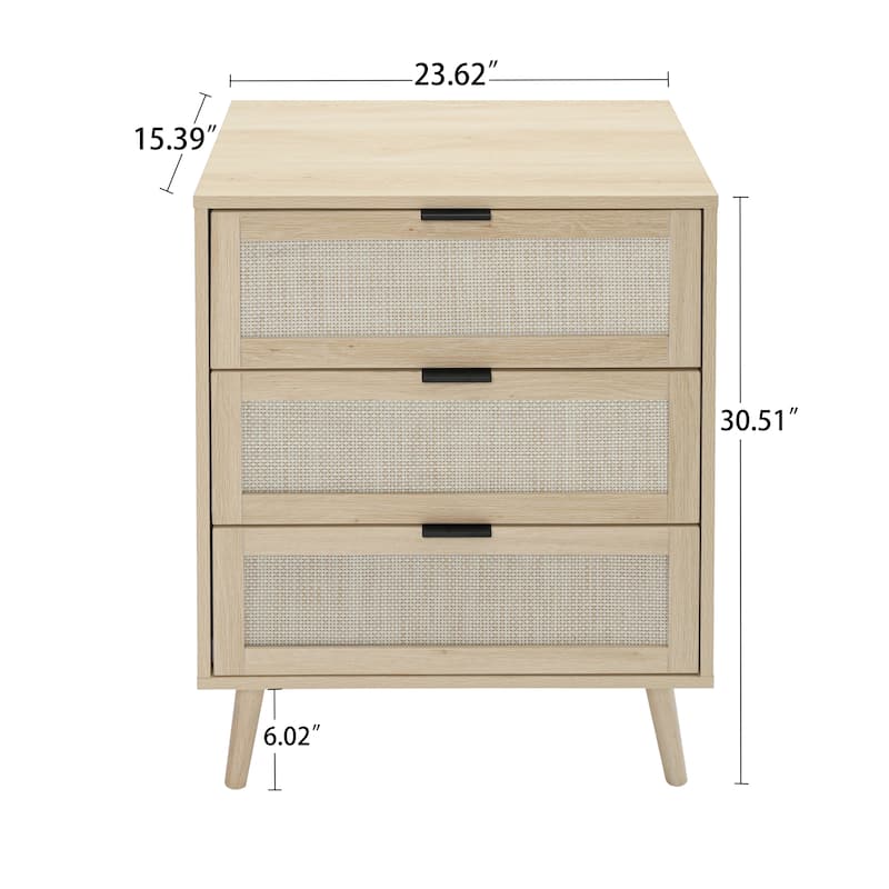 GEITIN 3 Drawers Storage Cabinet with Wood Legs