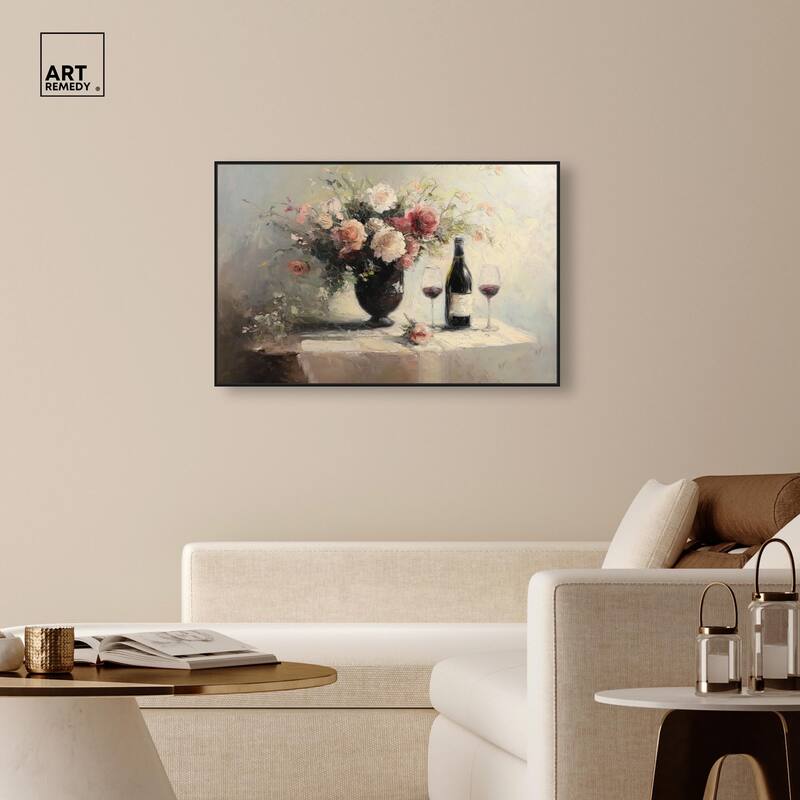 Roses and Red Wine Canvas by Art Remedy