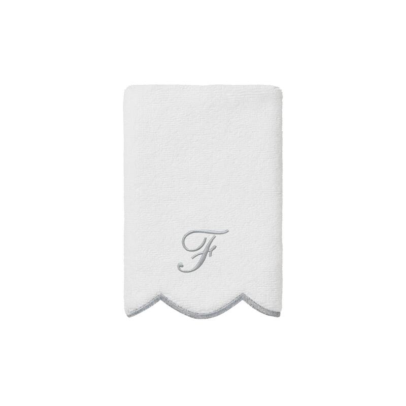 Authentic Hotel and Spa 100% Turkish Cotton Grey ADORNIA Scallop Personalized 3 Piece Towel Set - 3 Piece Set