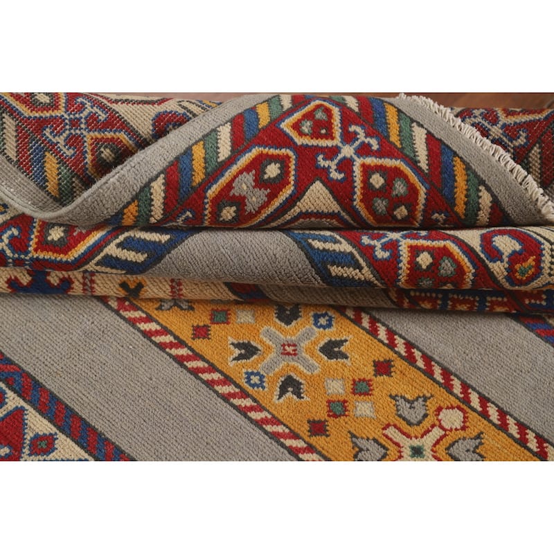 Grey Kazak Area Rug Handmade Wool Carpet - 6'6" x 9'5"