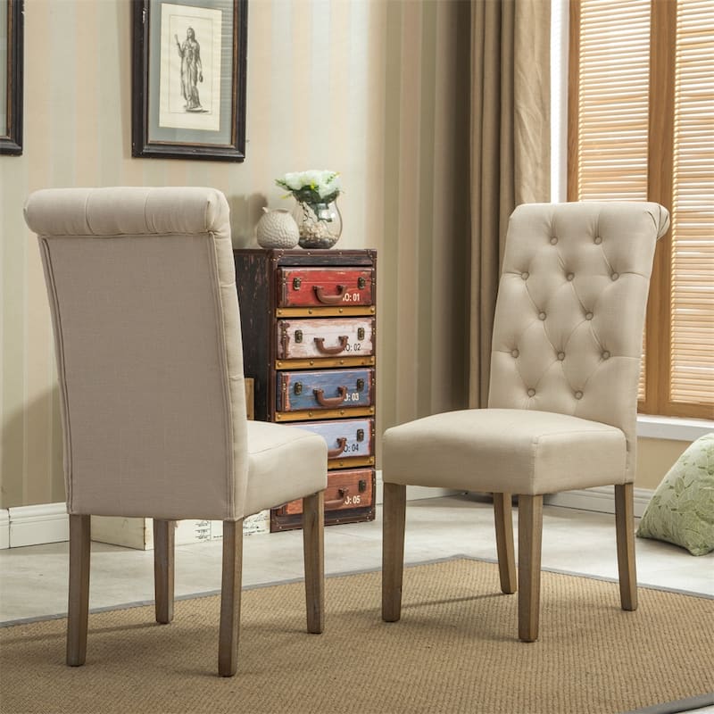 Solid Wood Tufted Parsons Dining Chair (Set of 2)