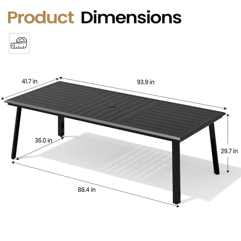 VredHom Outdoor Aluminum Dining Table with Umbrella Hole