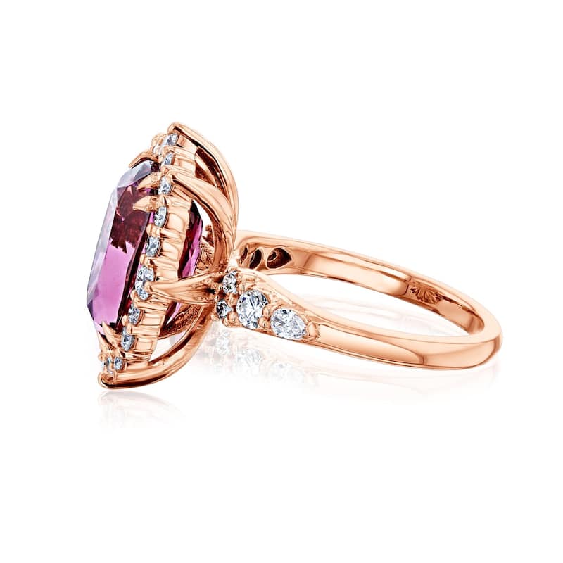 Kobelli 7.17 Carat Pink Tourmaline & White Diamond 14k Rose Gold Claire Ring