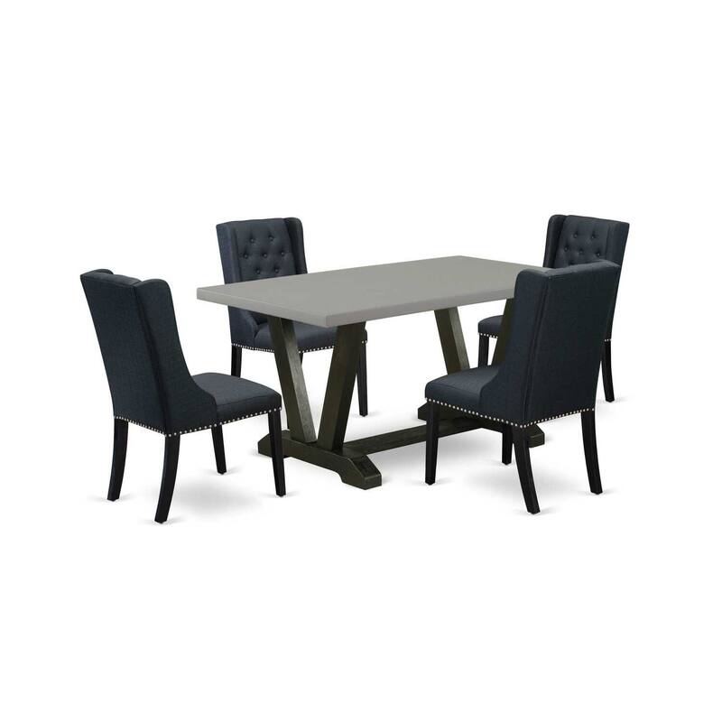 HomeStock 5-Piece Natural Oak Finish Solid Wood Top Dining table with 4 Chairs
