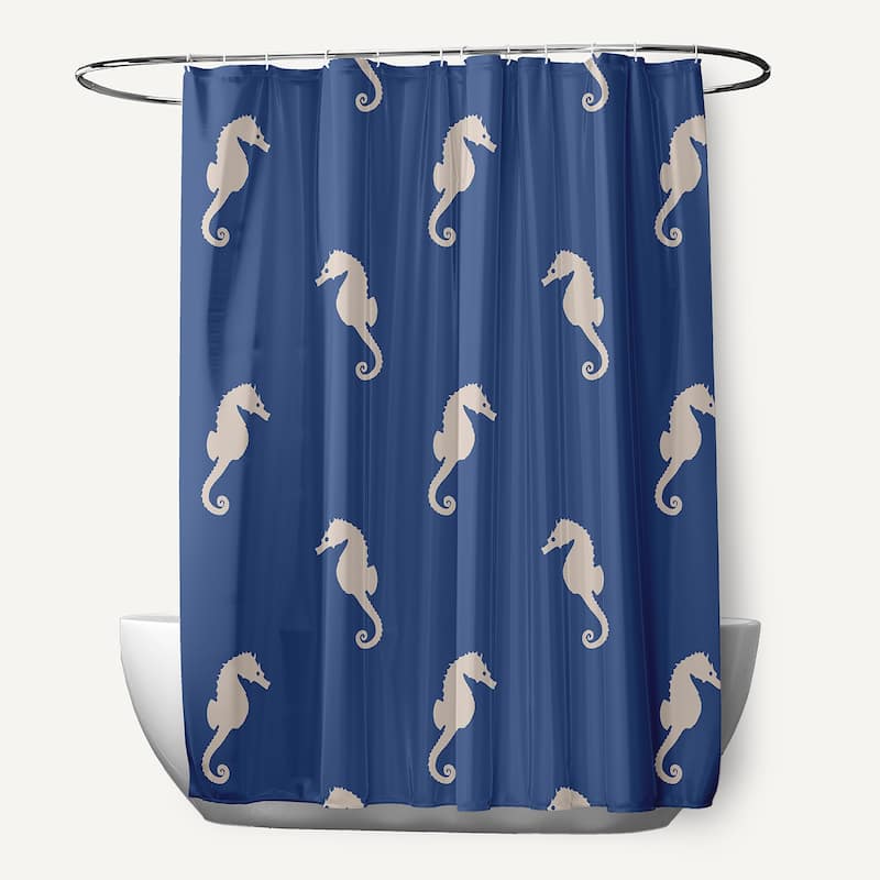 Sea Horses Shower Curtain - Nautical Navy