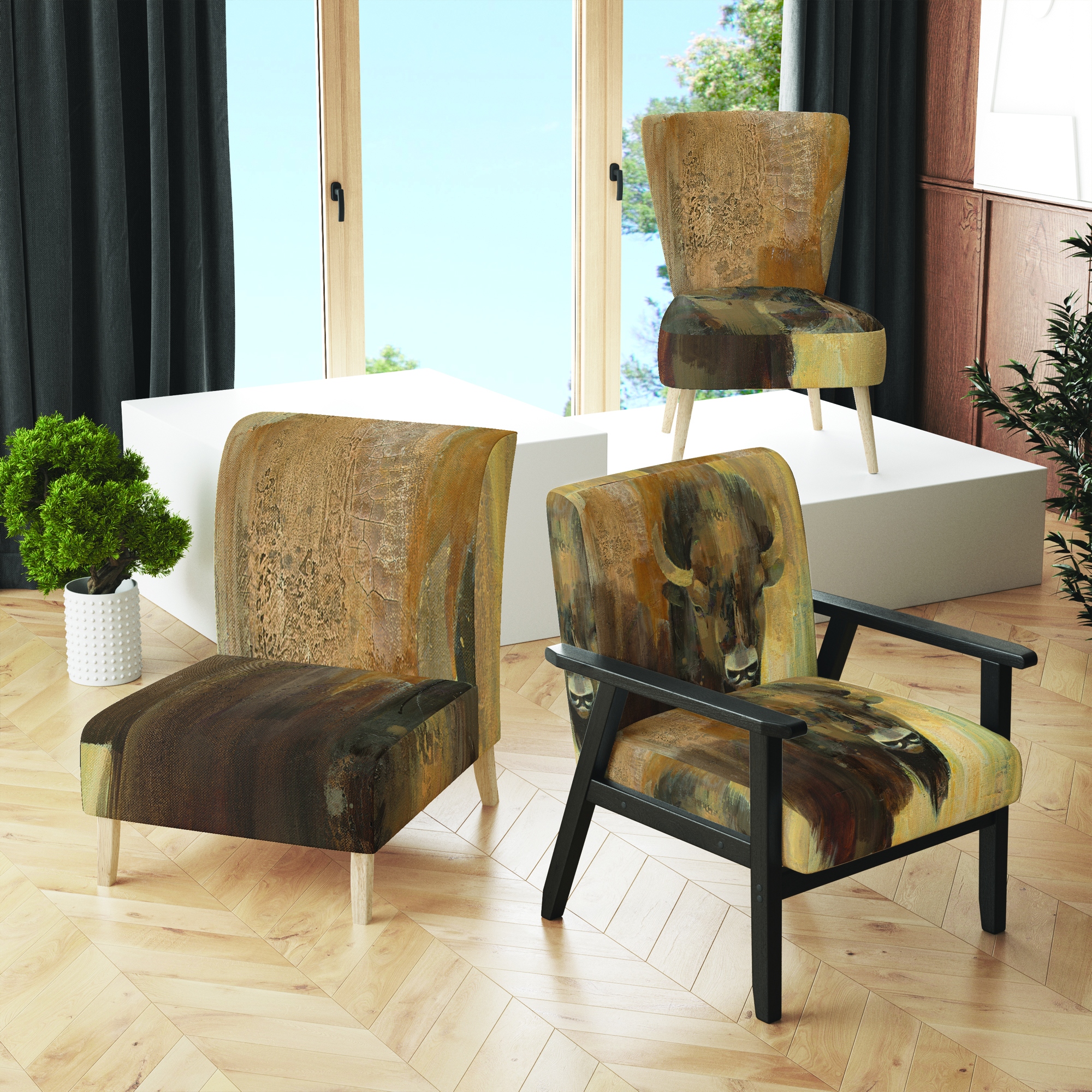 Cowhide store accent chairs