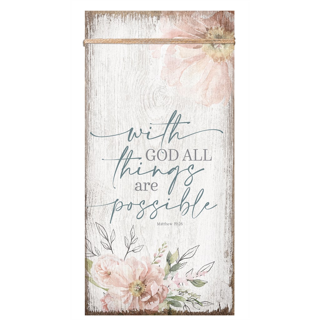 With God All Things Wood Plaque 6 3/4"x13 5/8" - White