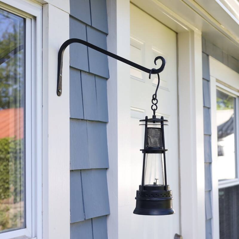 Achla Designs Set of 2 Angled Up Curled Wall Bracket, 13 Inch Long, Black Powder Coat Finish