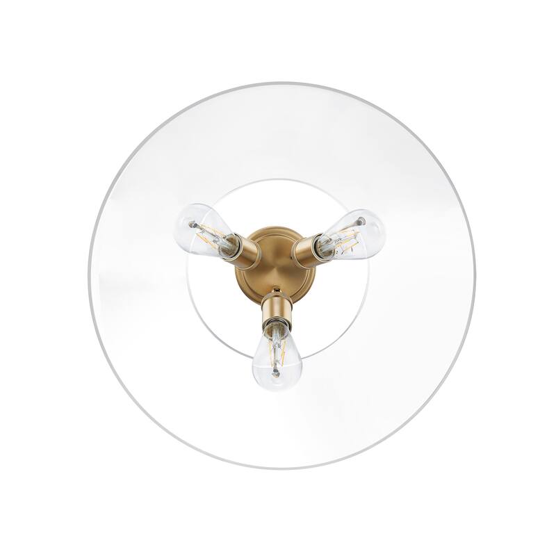 Yep by Golden Lighting Orwell 3-light Flush Mount in Brushed Champagne Brass and Clear Glass - Gold