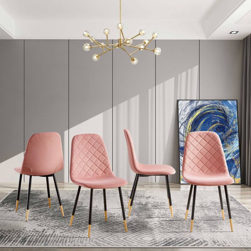 Tufted Accent Chairs with Golden Color Metal Legs Set of 2
