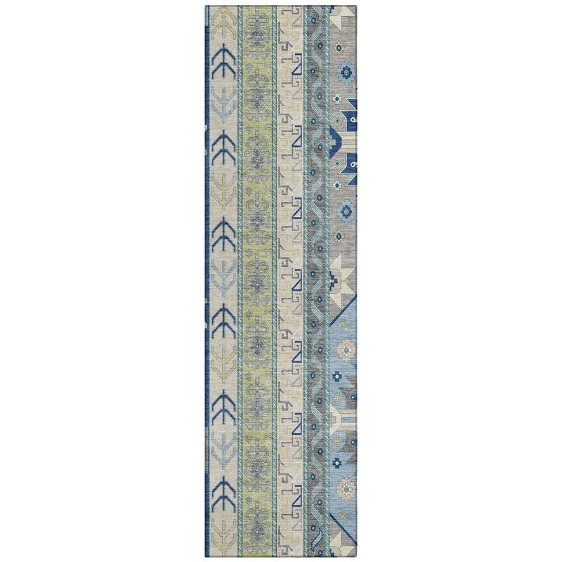 Machine Washable Indoor/ Outdoor Boho Tribal Chantille Rug