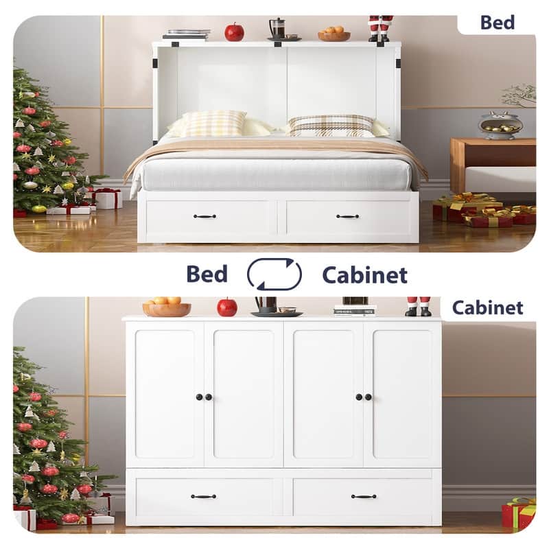 Mixoy Modern Murphy Bed Queen Size with Charging,Optional Mattress