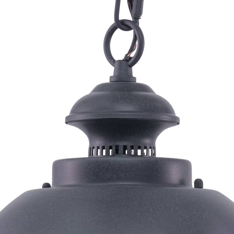 Harwich 1 Light Gray Coastal Outdoor Barn Dome Pendant Clear Glass - 10-in W x 10.75-in H x 10-in D