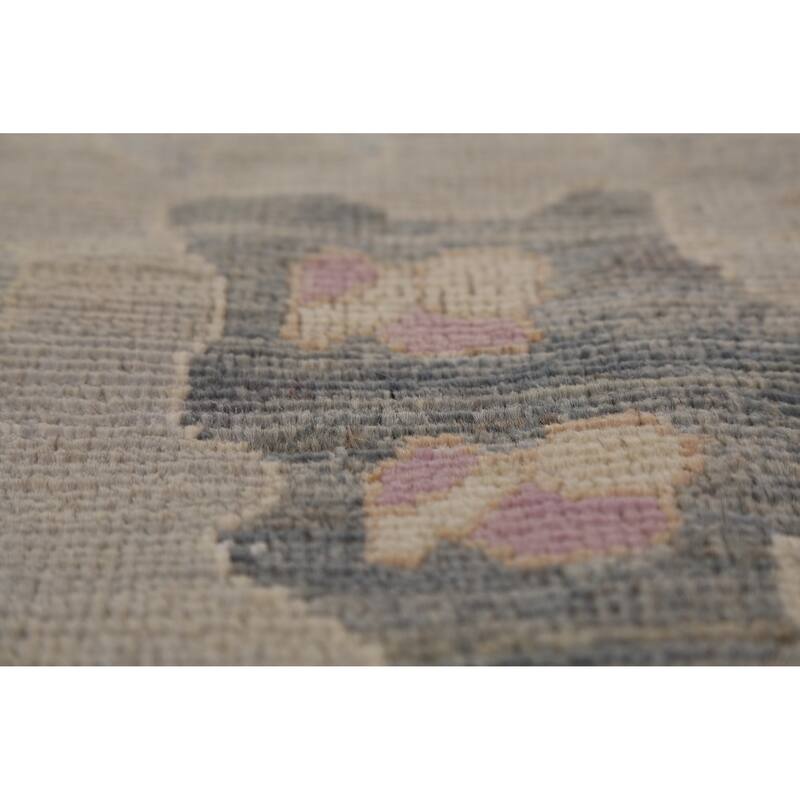 Oushak Turkish Large Rug Hand-Knotted Light Blue Wool Carpet - 10'0"x 13'8"