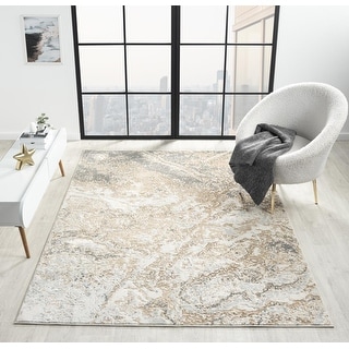 Lavell Collection Abstract Beige/Grey Area Rug - Bed Bath & Beyond ...