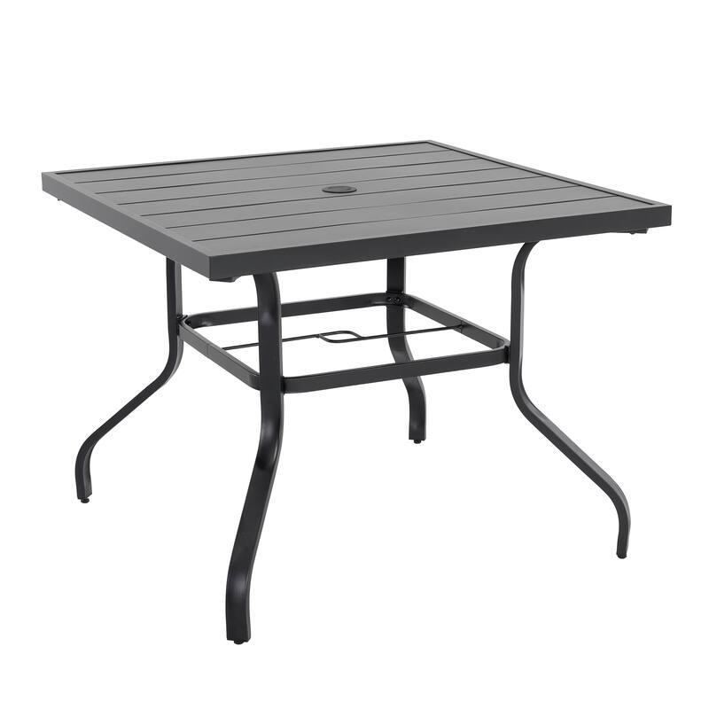 Outdoor 5-Piece Dining Set with Umbrella Hole, Textilene and Iron