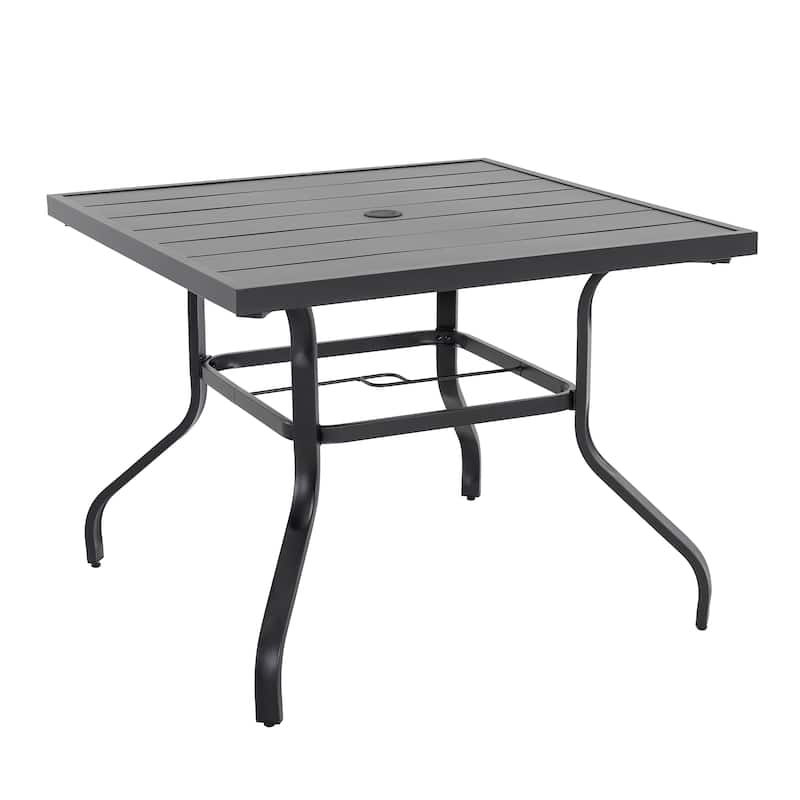 Patio Dining Set, Premium Textilene Chairs, Rectangle Iron Table