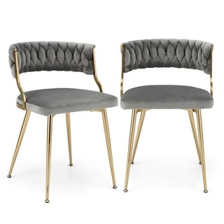 Upholstered Dining Chairs with Golden Metal Legs - Bed Bath & Beyond ...