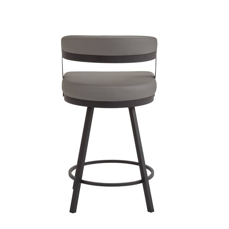 Bacalar Black Finish Metal Round Counter Height Table with Vegan Leather Swivel Chair Set by iNSPIRE Q Modern