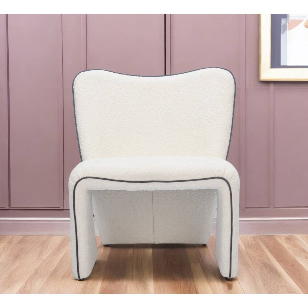 HomeRoots 29" Ivory Faux Shearling And Upholstered Side Chair - 29' X '32.3' X '27