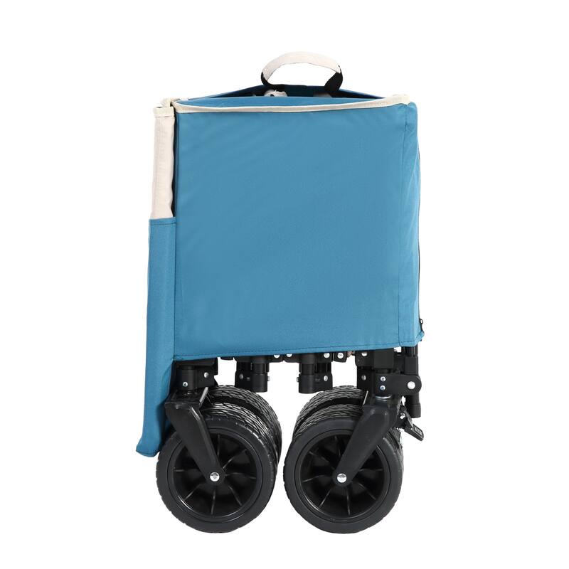 Foldable Wagon with All-Terrain Wheels & Drink Holders, 220lb Capacity