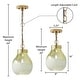 preview thumbnail 11 of 10, River of Goods Danna Gold and Cream Ombre Mercury Glass and Metal Bell Shade Pendant Light - 9"x 9"x 20/64"